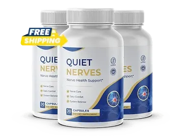 Three Quiet Nerves bottles with a Free Shipping ribbon