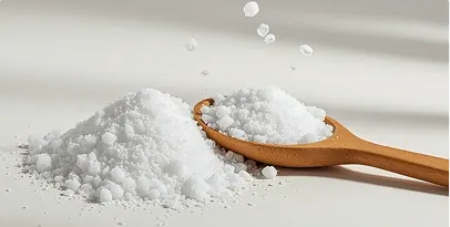 White L-carnitine powder with a wooden spoon
