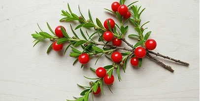 Butcher's broom sprig with red berries